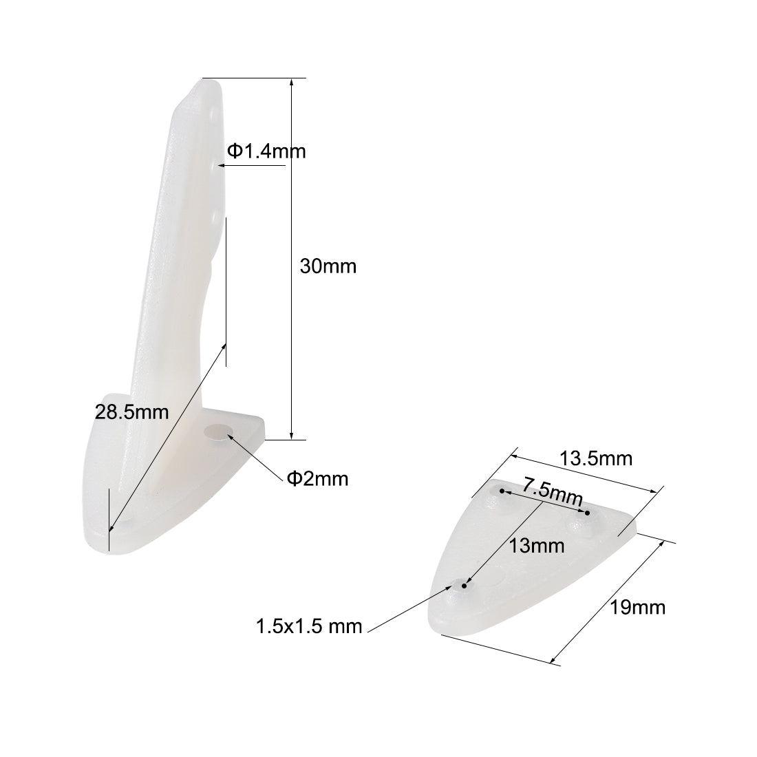 uxcell Uxcell Control Horn, 30x28.5mm Plastic Horns with 3 Holes 1.4mm for RC Airplane Parts White 10 Sets