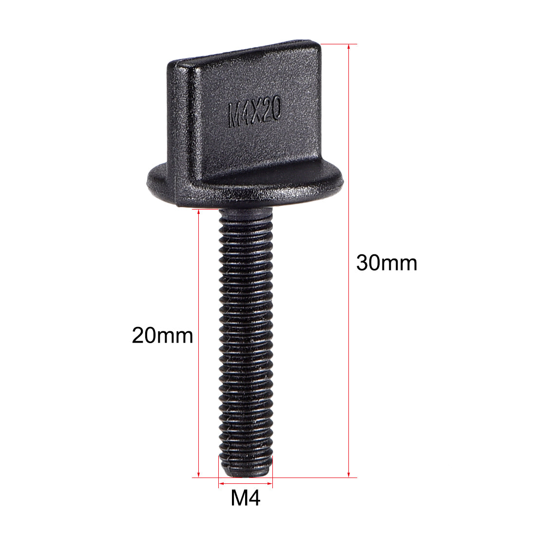 uxcell Uxcell M4 x 20mm Thumb Screw with T Nut Plastic Screws Metric Thread 4 Pcs