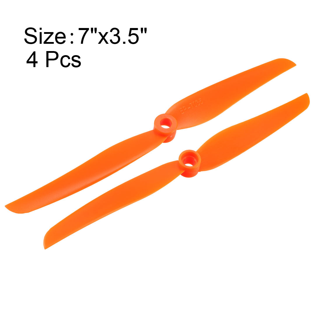uxcell Uxcell RC Propellers  7035 7x3.5 Inch 2-Vane Fixed-Wing for Airplane Toy, Nylon Orange 4pcs with Adapter Rings