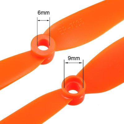 Harfington Uxcell RC Propellers  7035 7x3.5 Inch 2-Vane Fixed-Wing for Airplane Toy, Nylon Orange 10 pcs with Adapter Rings