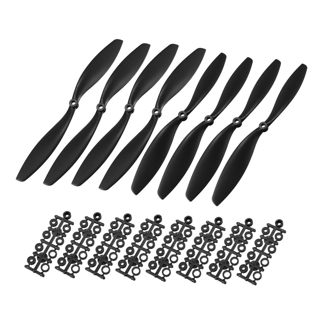 uxcell Uxcell RC Propellers  C 1045 10x4.5 Inch 2-Vane Fixed-Wing for Airplane Toy, Nylon Black 4 Pairs with Adapter Rings