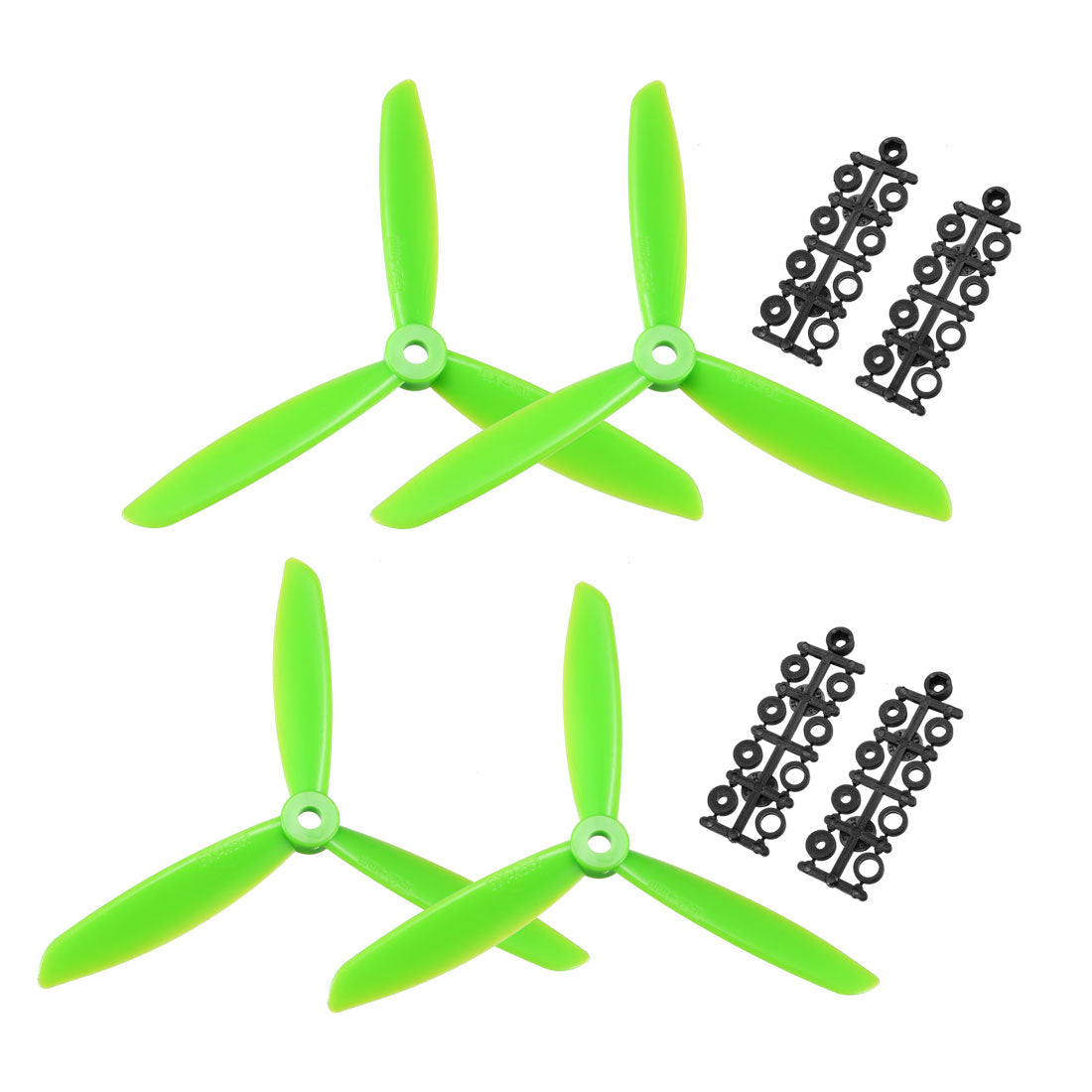 uxcell Uxcell RC Propellers  C 6045 6x4.5 Inch 3-Vane Fixed-Wing for Airplane, Nylon Green 2 Pairs with Adapter Rings