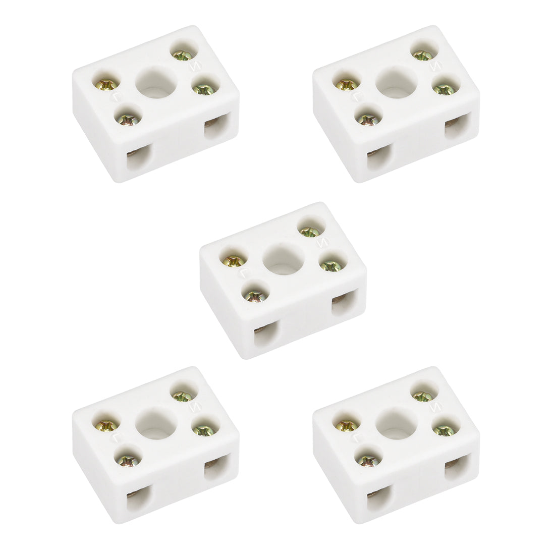 uxcell Uxcell 2 Way Ceramics Terminal Blocks High Temp Porcelain Ceramic Connectors 29.2x21.2x15.2mm for Electrical Wire Cable 5 Pcs