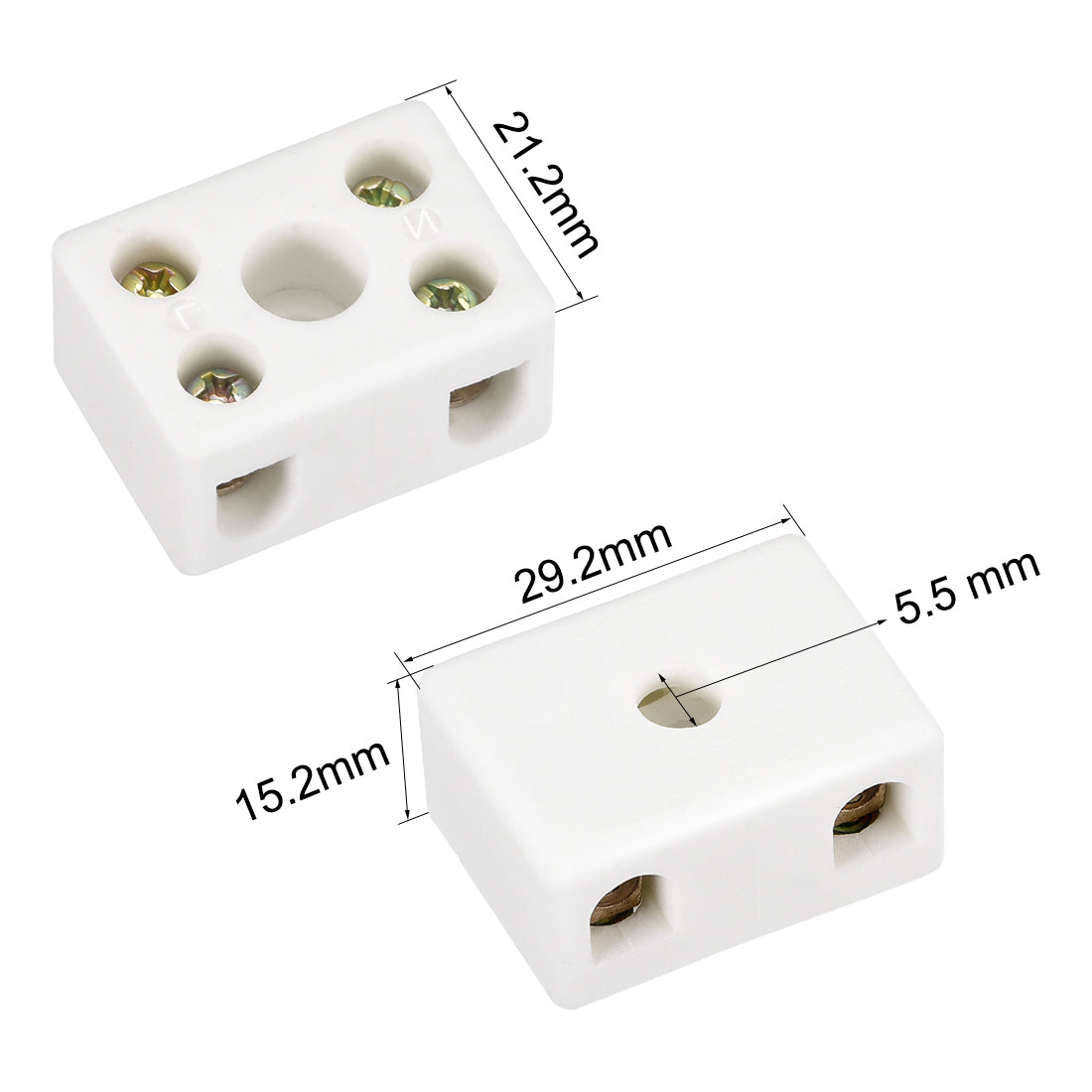 uxcell Uxcell 2 Way Ceramics Terminal Blocks High Temp Porcelain Ceramic Connectors 29.2x21.2x15.2mm for Electrical Wire Cable 10 Pcs
