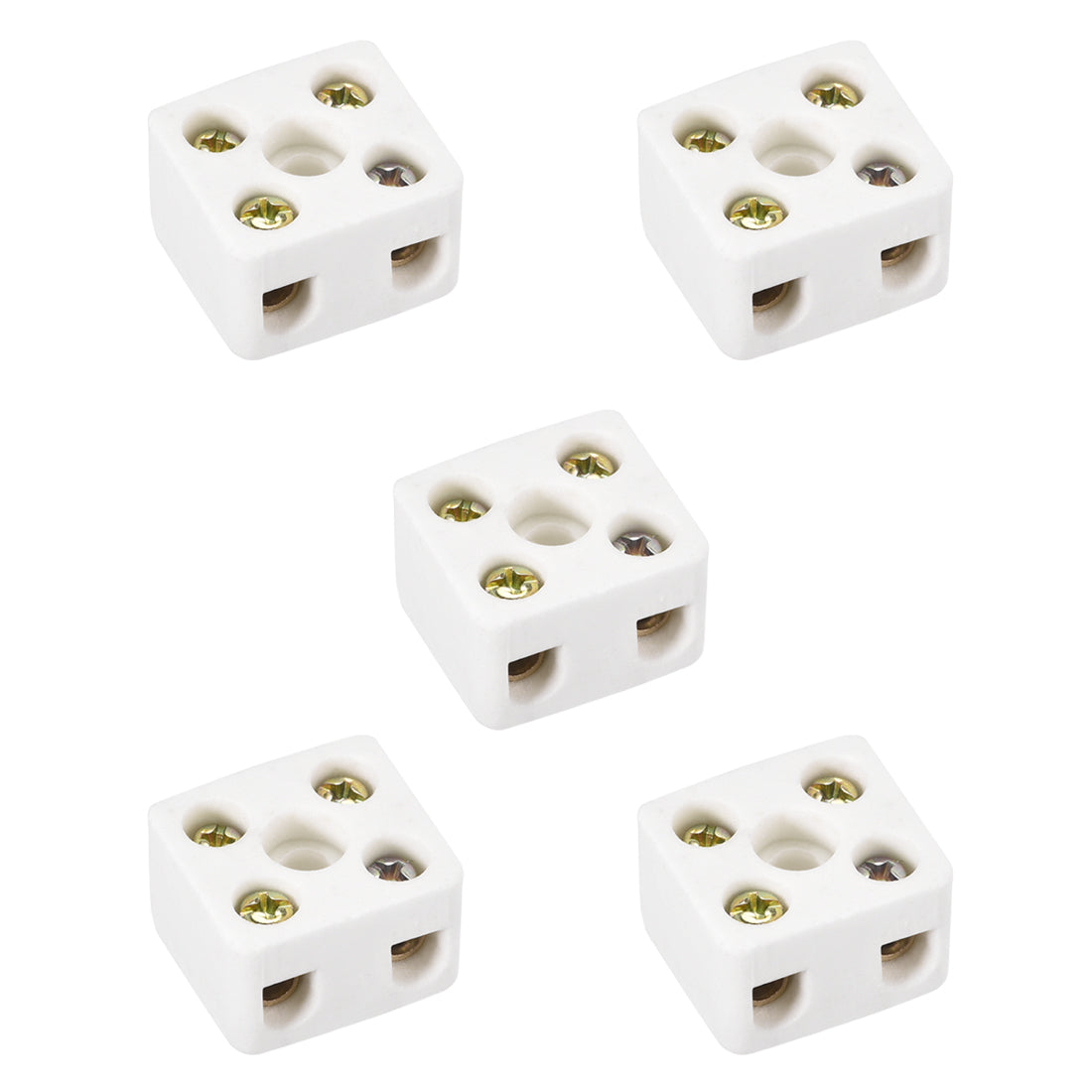 uxcell Uxcell 2 Way Ceramics Terminal Blocks High Temp Porcelain Ceramic Connectors 21.5x19.5x14.2mm for Electrical Wire Cable 5 Pcs