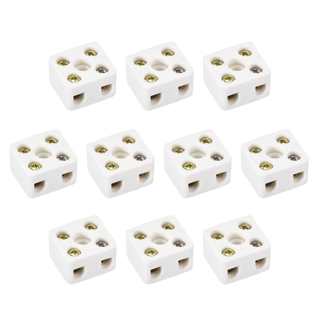 uxcell Uxcell 2 Way Ceramics Terminal Blocks High Temp Porcelain Ceramic Connectors 21.5x19.5x14.2mm for Electrical Wire Cable 10 Pcs