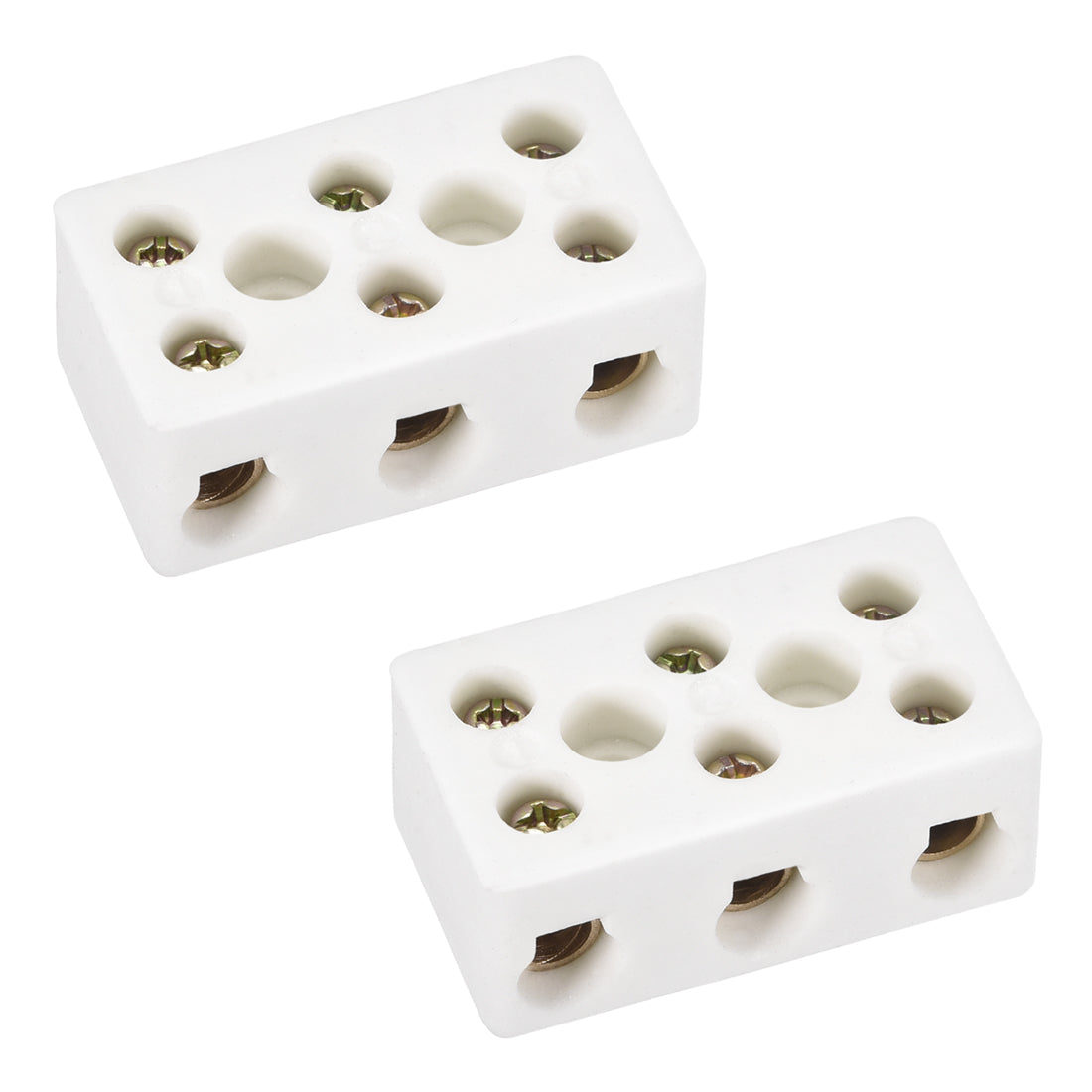 uxcell Uxcell 3 Way Ceramics Terminal Blocks High Temp Porcelain Ceramic Connectors 47x27.5x19.5mm for Electrical Wire Cable 2 Pcs