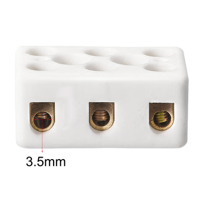 Harfington Uxcell 3 Way Ceramics Terminal Blocks High Temp Porcelain Ceramic Connectors 31x20x14mm for Electrical Wire Cable