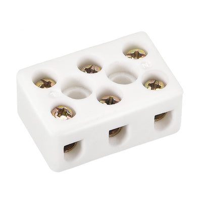 Harfington Uxcell 3 Way Ceramics Terminal Blocks High Temp Porcelain Ceramic Connectors 31x20x14mm for Electrical Wire Cable