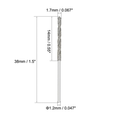 Harfington Uxcell 1.7mm Metric Diamond Coated Twist Drill Bits High Speed Steel 5 Pcs