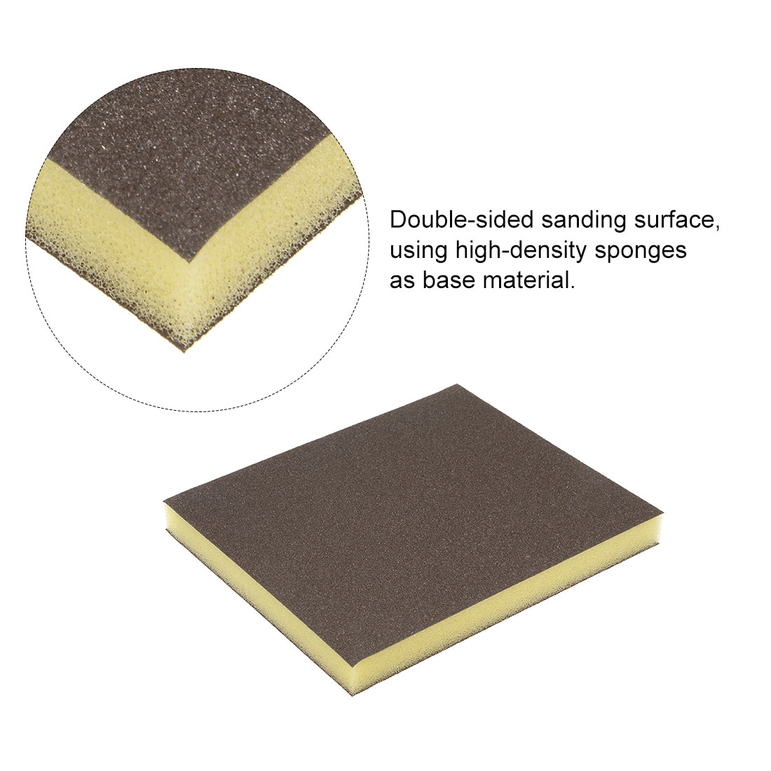 uxcell Uxcell Sanding Sponge, Medium Grit 150 Grit Sanding Block Pad, 4.72" x 3.86" x 0.47" Size Brown 4pcs