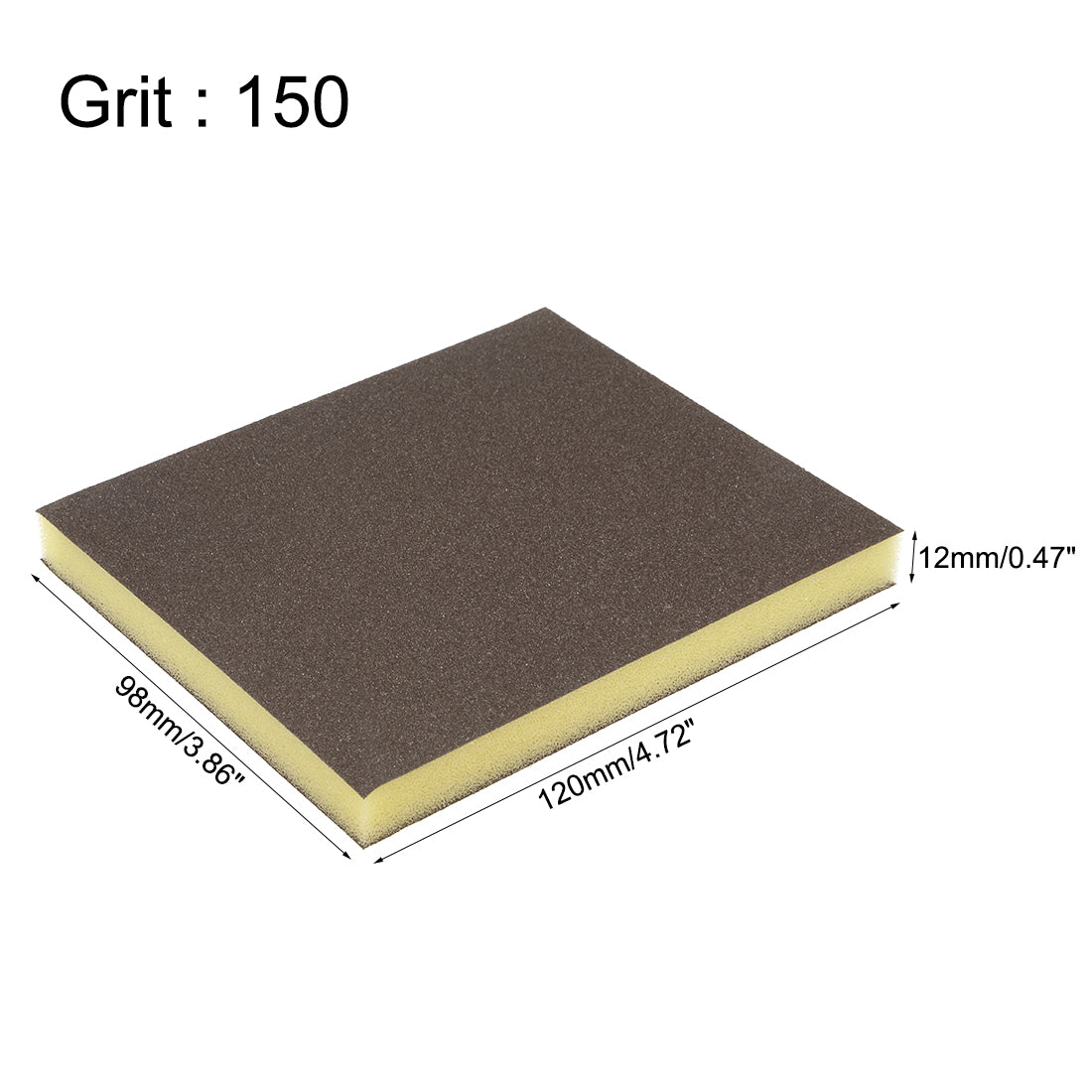 uxcell Uxcell Sanding Sponge, Medium Grit 150 Grit Sanding Block Pad, 4.72" x 3.86" x 0.47" Size Brown 8pcs