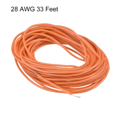 Harfington Uxcell Silicone Wire 28 AWG 33 Feet Electric Wire Strands of Tinned Copper Wire Orange