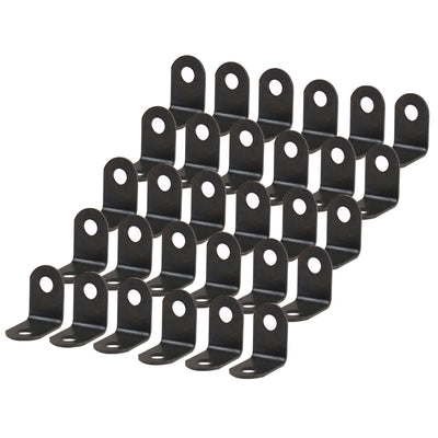 Harfington Uxcell Angle Bracket Metal Black Brace Fastener Shelf Support w Screws 12 x 12mm, 30pcs