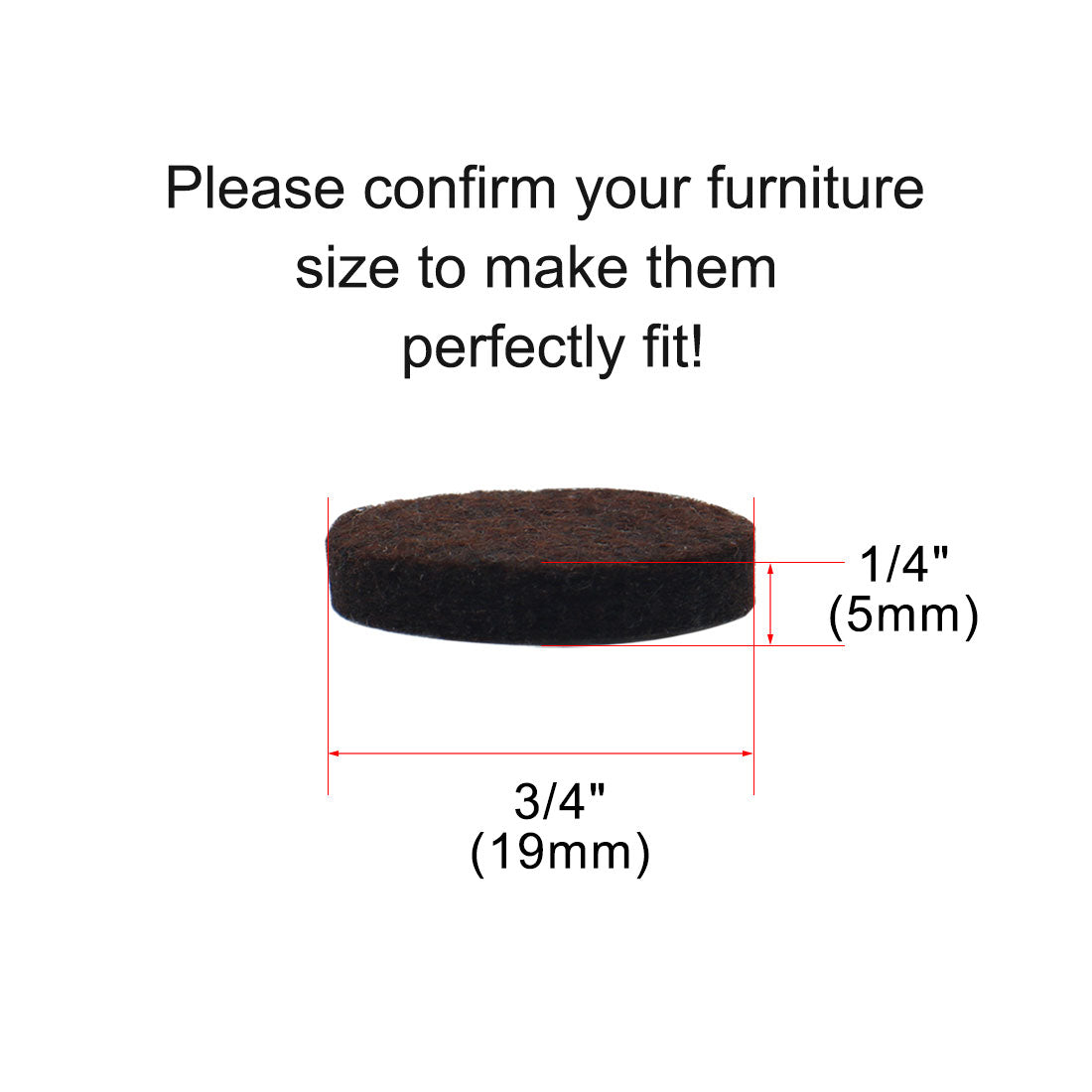 uxcell Uxcell Furniture Felt Pads Round 3/4" Anti-scratch for Furniture Closet Brown 200pcs