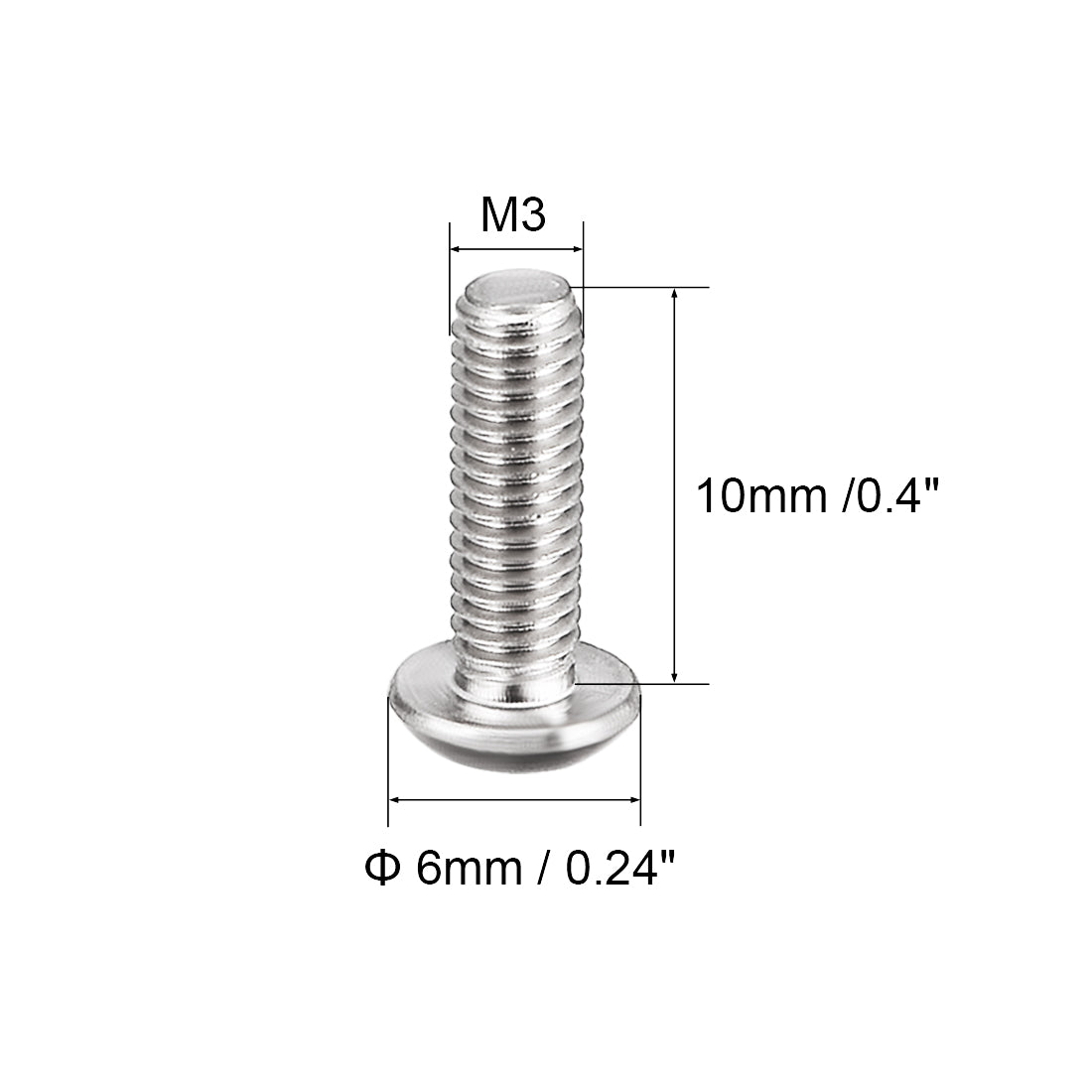 uxcell Uxcell M3x10mm Machine Screws Hex Socket Round Head Screw 304 Stainless Steel Fasteners Bolts 50pcs