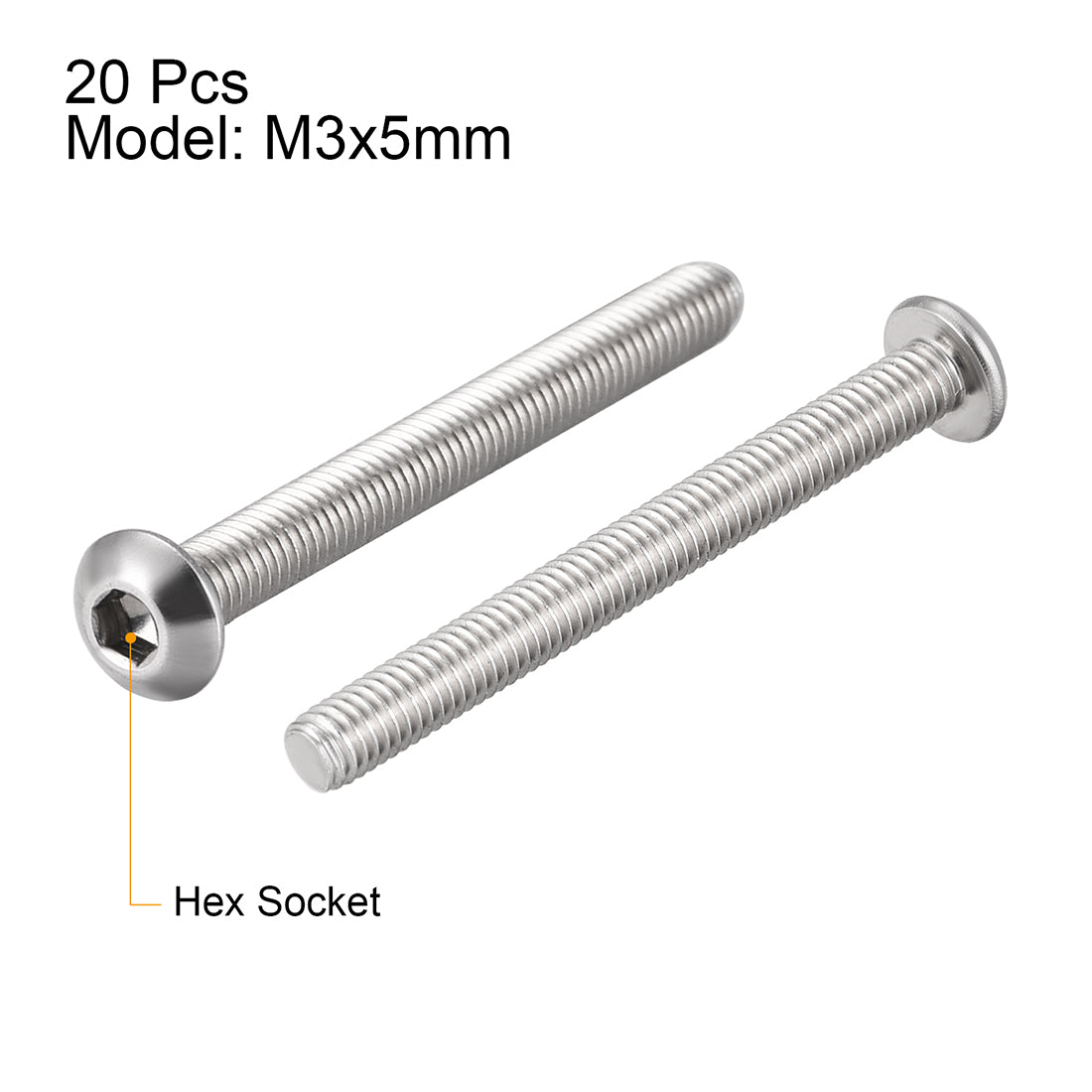 uxcell Uxcell M3x30mm Machine Screws Hex Socket Round Head Screw 304 Stainless Steel Fasteners Bolts 20pcs