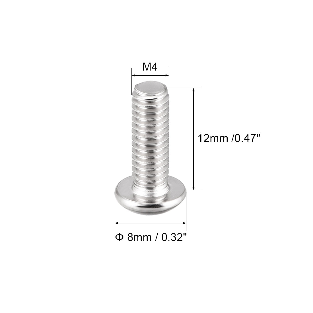 uxcell Uxcell M4x12mm Machine Screws Hex Socket Round Head Screw 304 Stainless Steel Fasteners Bolts 20pcs