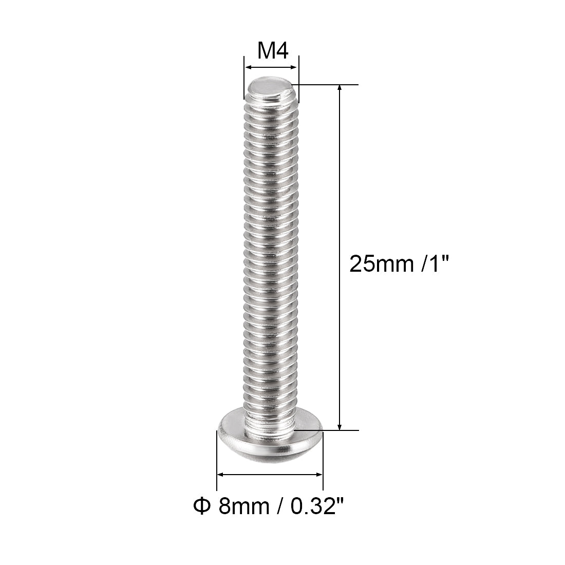 uxcell Uxcell M4x25mm Machine Screws Hex Socket Round Head Screw 304 Stainless Steel Fasteners Bolts 20pcs