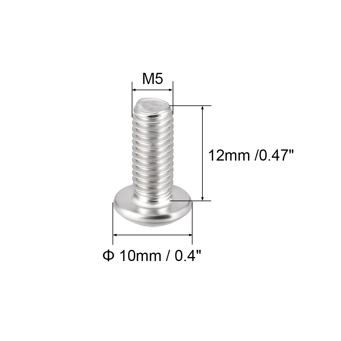 uxcell Uxcell M5x12mm Machine Screws Hex Socket Round Head Screw 304 Stainless Steel Fasteners Bolts 20pcs