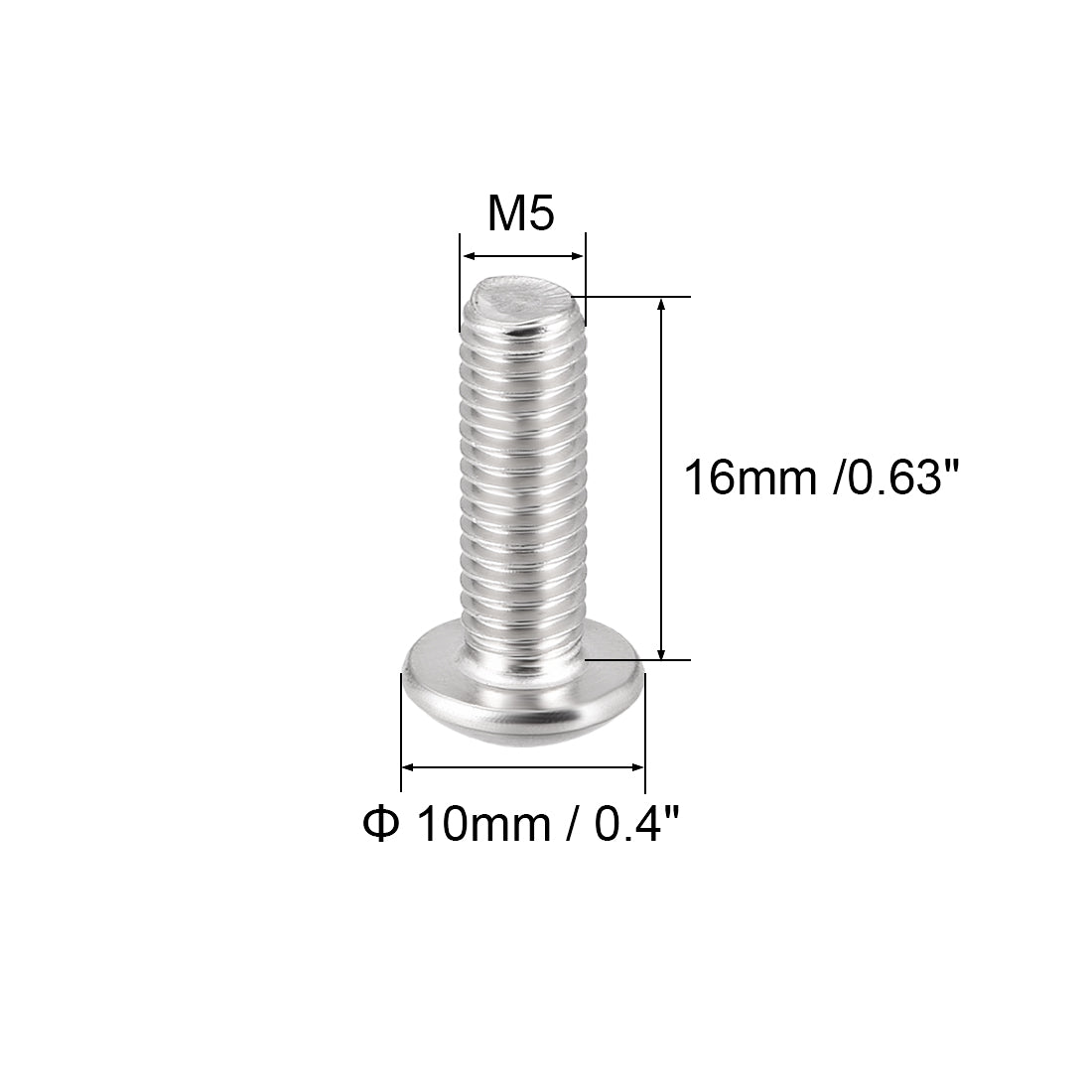 uxcell Uxcell M5x16mm Machine Screws Hex Socket Round Head Screw 304 Stainless Steel Fasteners Bolts 10pcs