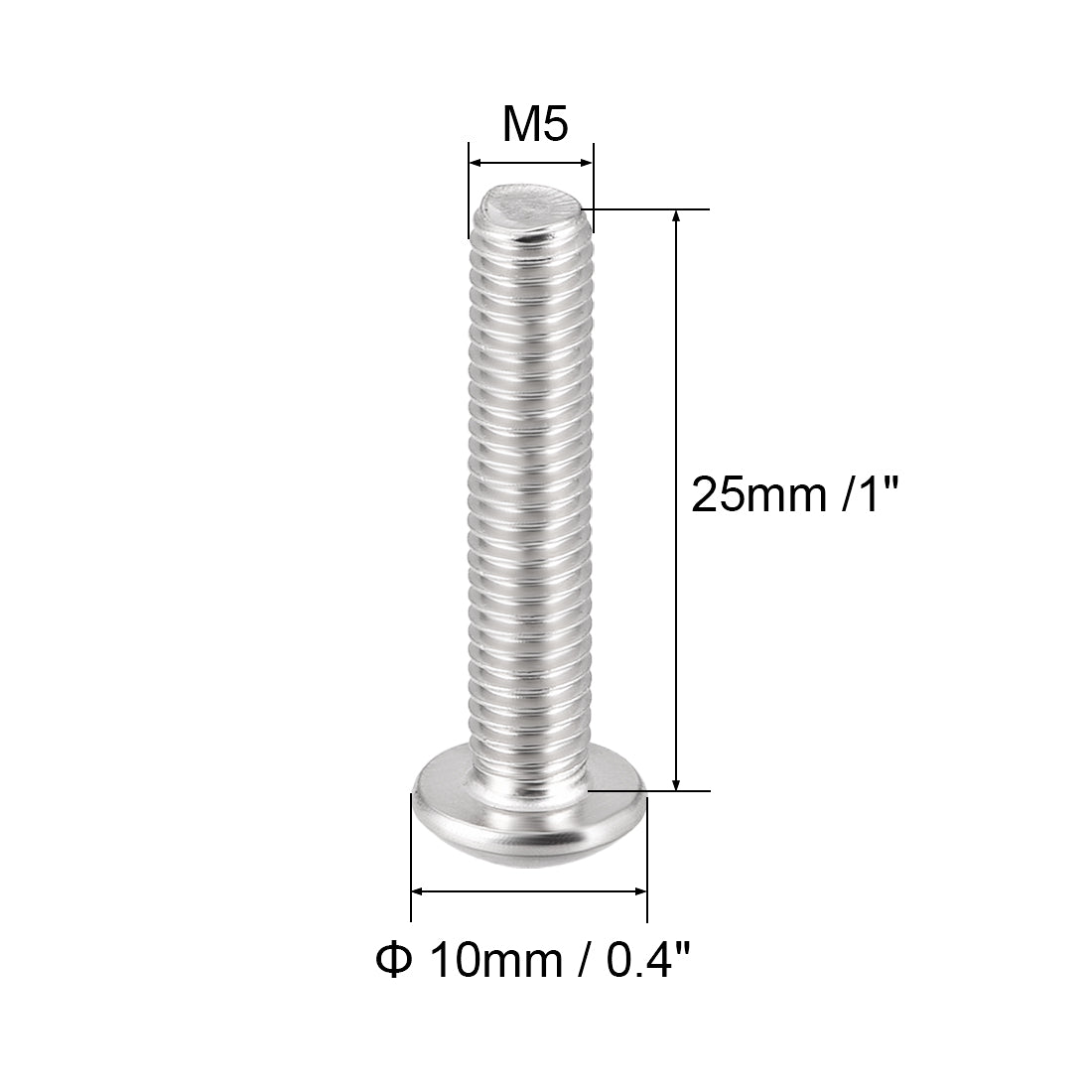 uxcell Uxcell M5x25mm Machine Screws Hex Socket Round Head Screw 304 Stainless Steel Fasteners Bolts 20pcs