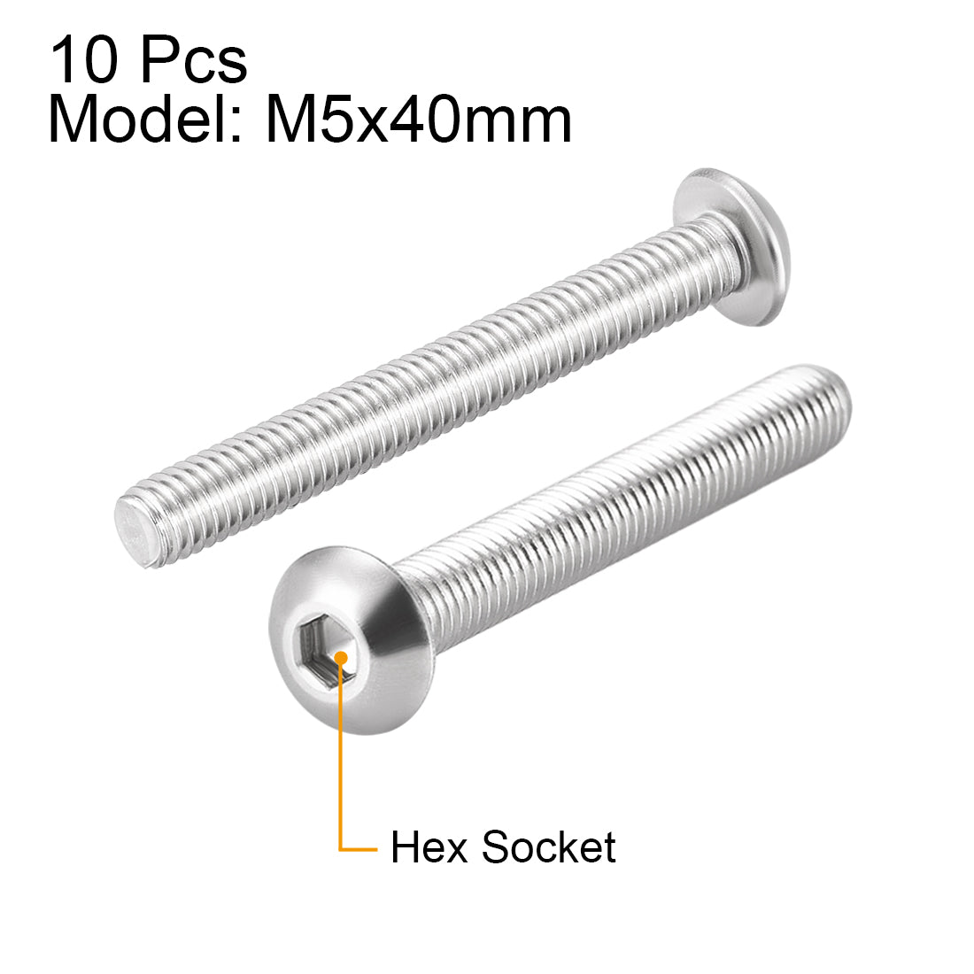 uxcell Uxcell M5x40mm Machine Screws Hex Socket Round Head Screw 304 Stainless Steel Fasteners Bolts 10pcs