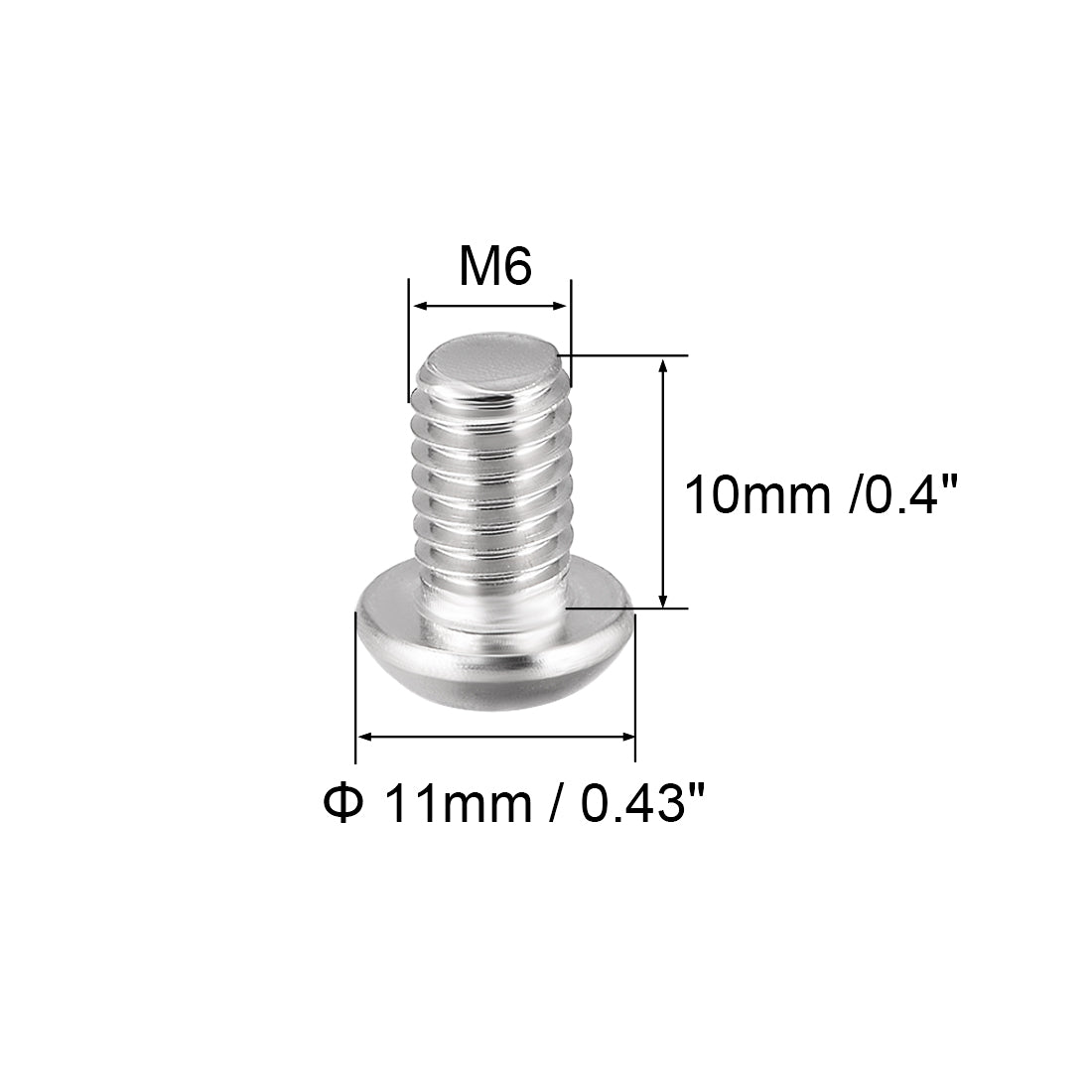 uxcell Uxcell M6x10mm Machine Screws Hex Socket Round Head Screw 304 Stainless Steel Fasteners Bolts 20pcs
