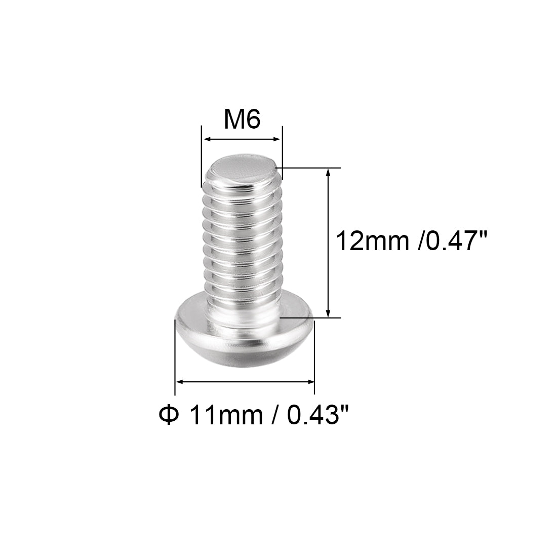 uxcell Uxcell M6x12mm Machine Screws Hex Socket Round Head Screw 304 Stainless Steel Fasteners Bolts 20pcs