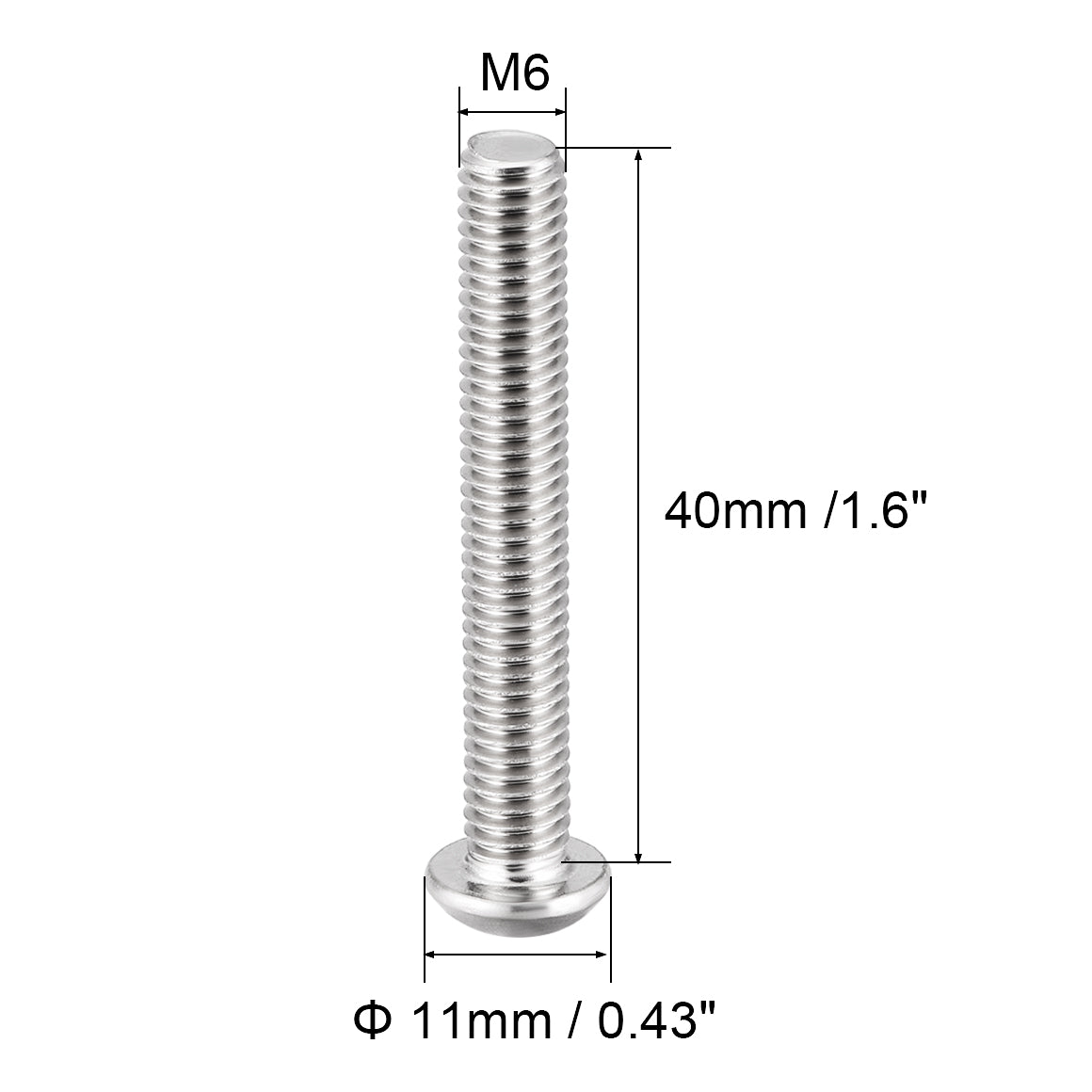 uxcell Uxcell M6x40mm Machine Screws Hex Socket Round Head Screw 304 Stainless Steel Fasteners Bolts 10pcs
