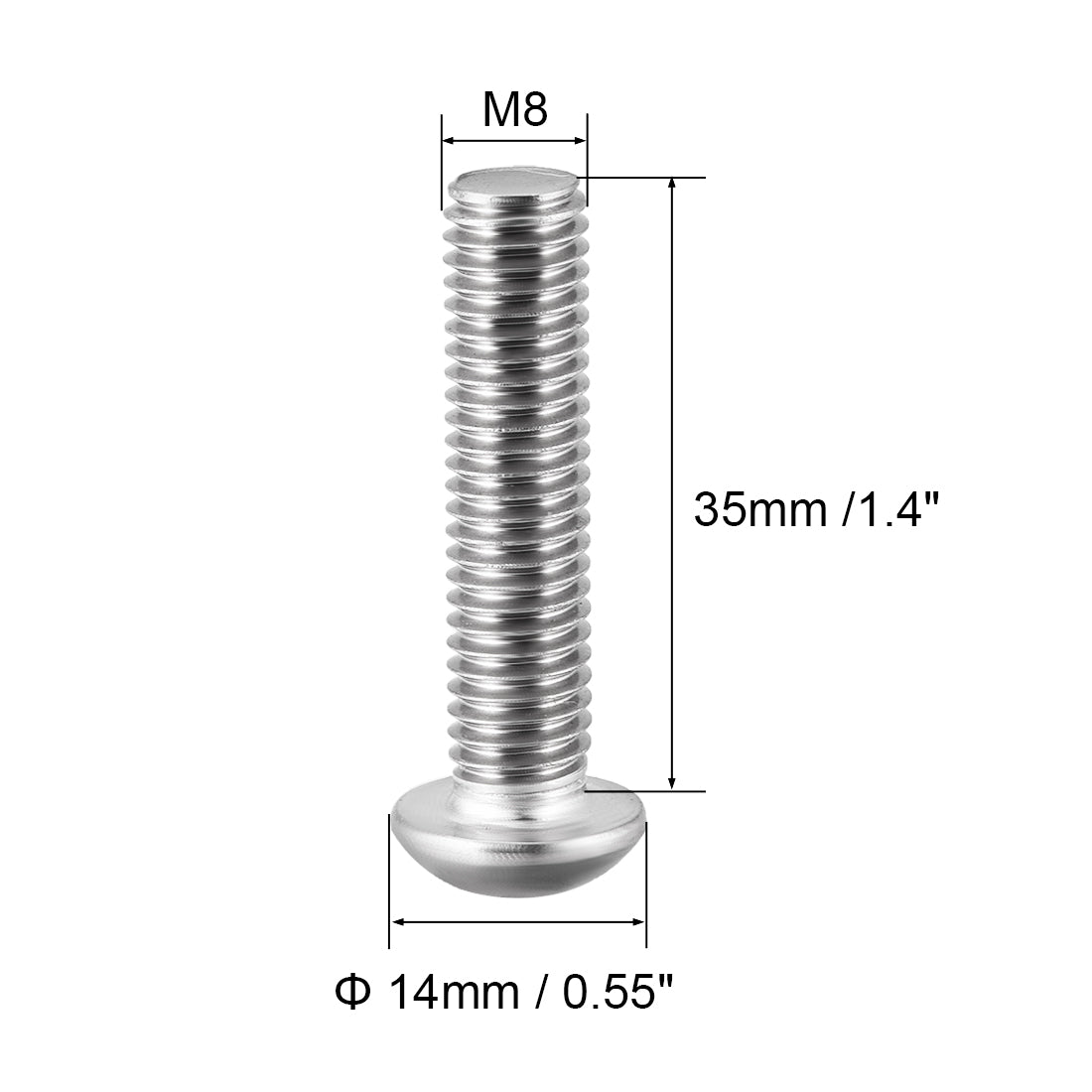 uxcell Uxcell M8x35mm Machine Screws Hex Socket Round Head Screw 304 Stainless Steel Fasteners Bolts 10pcs