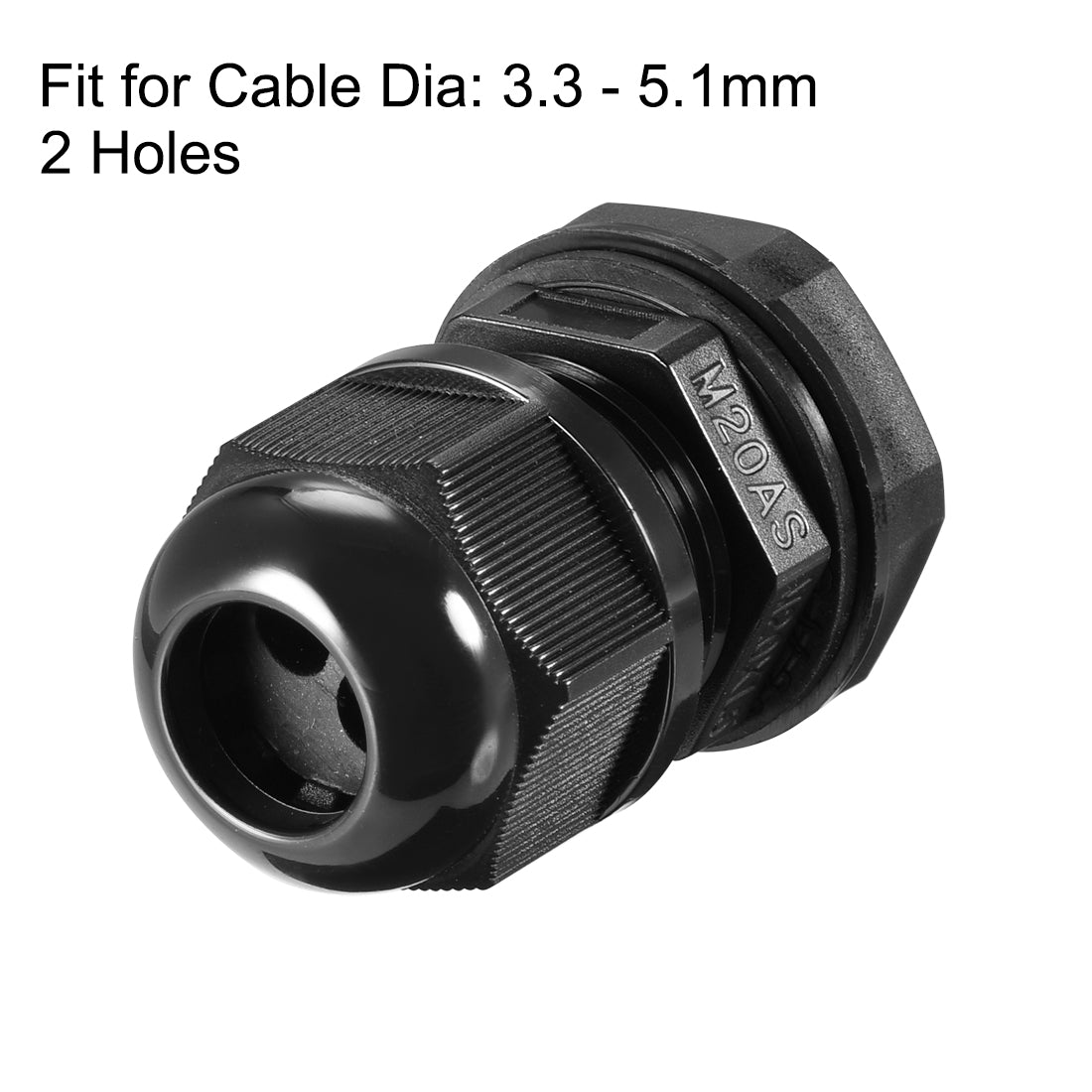 uxcell Uxcell M20 Cable Gland 2 Holes Waterproof IP68 Nylon Joint Adjustable Locknut for 3.3-5.1mm Dia Wire