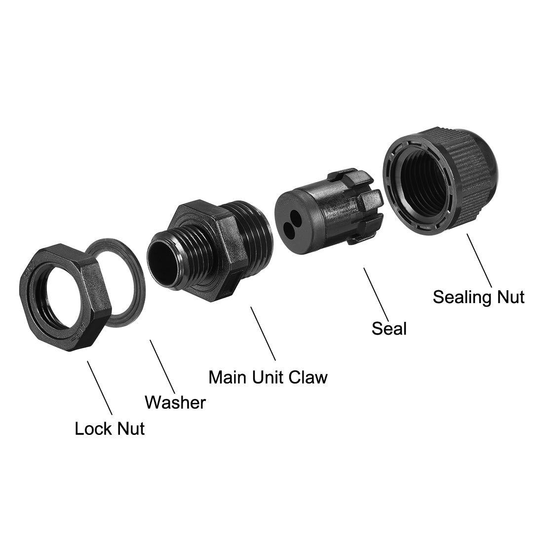 uxcell Uxcell PG7 Cable Gland 2 Holes Waterproof IP68 Nylon Joint Adjustable Locknut for 2-3.1mm Dia Wire