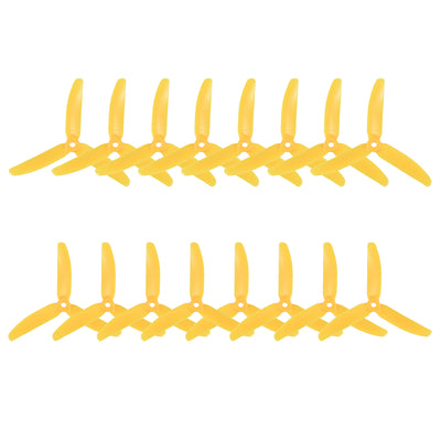 Harfington Uxcell RC Propellers 5040 5x4 Inch 3-Vane Multi-Rotor for Aircraft Toy, Nylon Yellow 8 Pairs