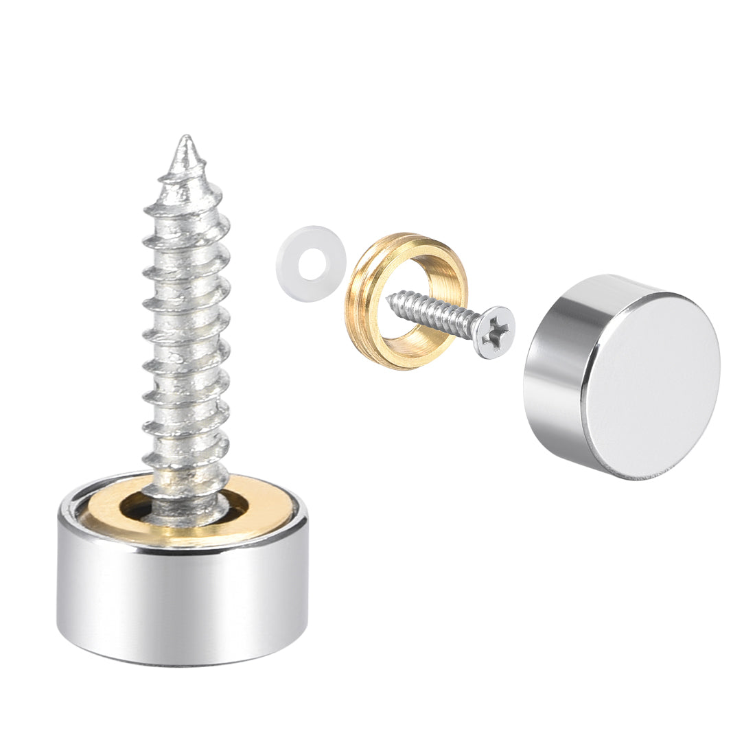 uxcell Uxcell Mirror Screws Decorative Caps Cover Stainless Steel 2pcs