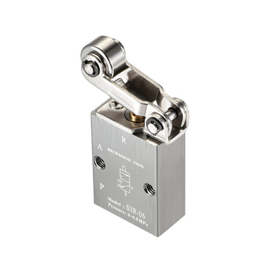 Harfington Uxcell S3R-06 2 Position 3 Way 1/8" PT Manual Hand Pull Pneumatic Solenoid Mechanical Valve