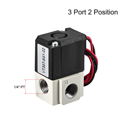 Harfington Uxcell QVT307 Pneumatic Air NC Single Electrical Control Solenoid Valve DC24V 3 Way 2 Position 1/4" PT Internally Piloted Acting Type