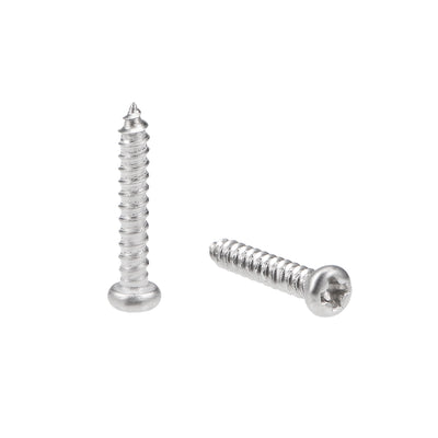 Harfington Uxcell 2x12mm Self Tapping Screws Phillips Pan Head Screw 316 Stainless Steel Fasteners Bolts 50Pcs