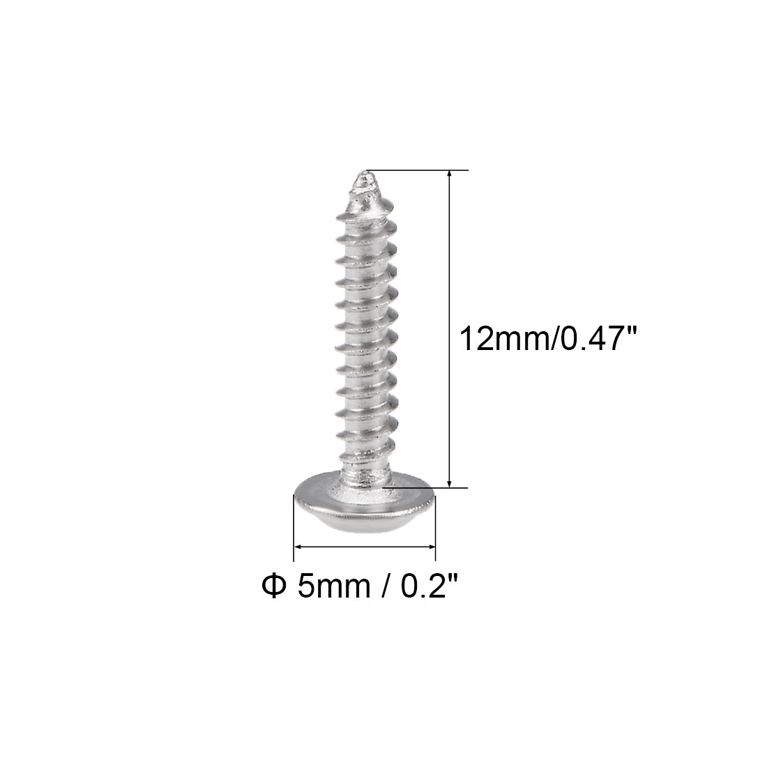 uxcell Uxcell 2.3x12mm Self Tapping Screws Phillips Pan Head With Washer Screw 304 Stainless Steel Fasteners Bolts 50Pcs