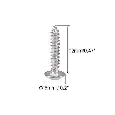 Harfington Uxcell 2.3x12mm Self Tapping Screws Phillips Pan Head With Washer Screw 304 Stainless Steel Fasteners Bolts 50Pcs