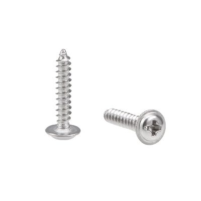 Harfington Uxcell 2.3x12mm Self Tapping Screws Phillips Pan Head With Washer Screw 304 Stainless Steel Fasteners Bolts 50Pcs
