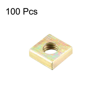 Harfington Uxcell Square Nuts, M3x5.5mmx2mm Yellow Zinc Plated Metric Coarse Thread Assortment Kit, 100 Pcs