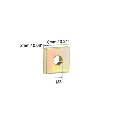 Harfington Uxcell Square Nuts, Yellow Zinc Plated Metric Coarse Thread Assortment Kit, 50 Pcs