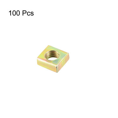 Harfington Uxcell Square Nuts, M5x8mmx3mm Yellow Zinc Plated Metric Coarse Thread Assortment Kit, 100 Pcs