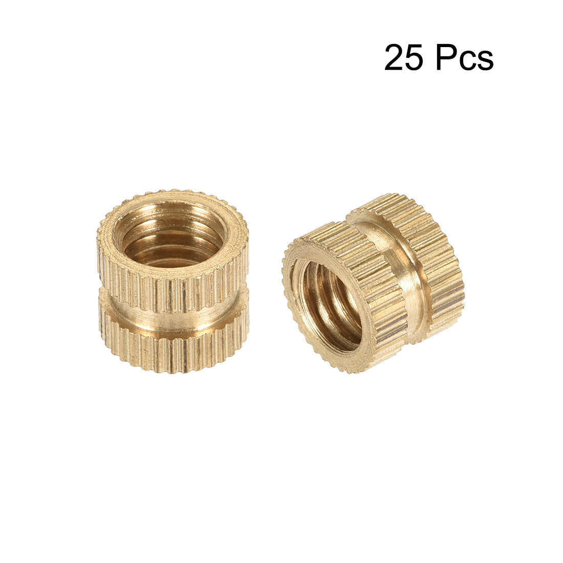 uxcell Uxcell M8x1.25mm Female Brass Knurled Threaded Insert Embedment Nut for 3D Printer, 25Pcs