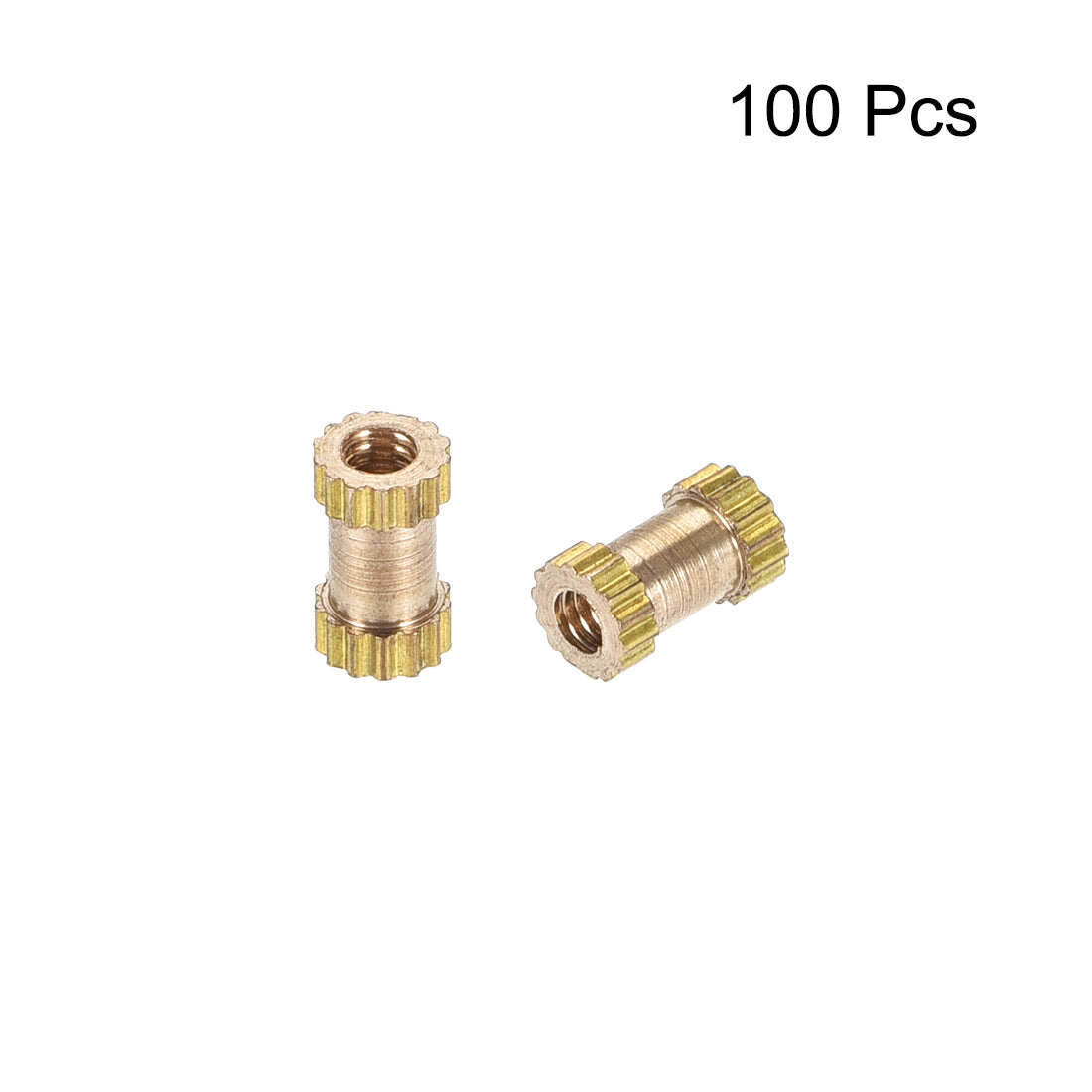uxcell Uxcell Knurled Insert Nuts, M2 x 6mm(L) x 3.5mm(OD) Female Thread Brass Embedment Assortment Kit, 100 Pcs