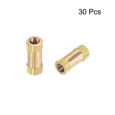Harfington Uxcell Knurled Insert Nuts, M2.5 x 8mm(L) x 3.5mm(OD) Female Thread Brass Embedment Assortment Kit, 30 Pcs