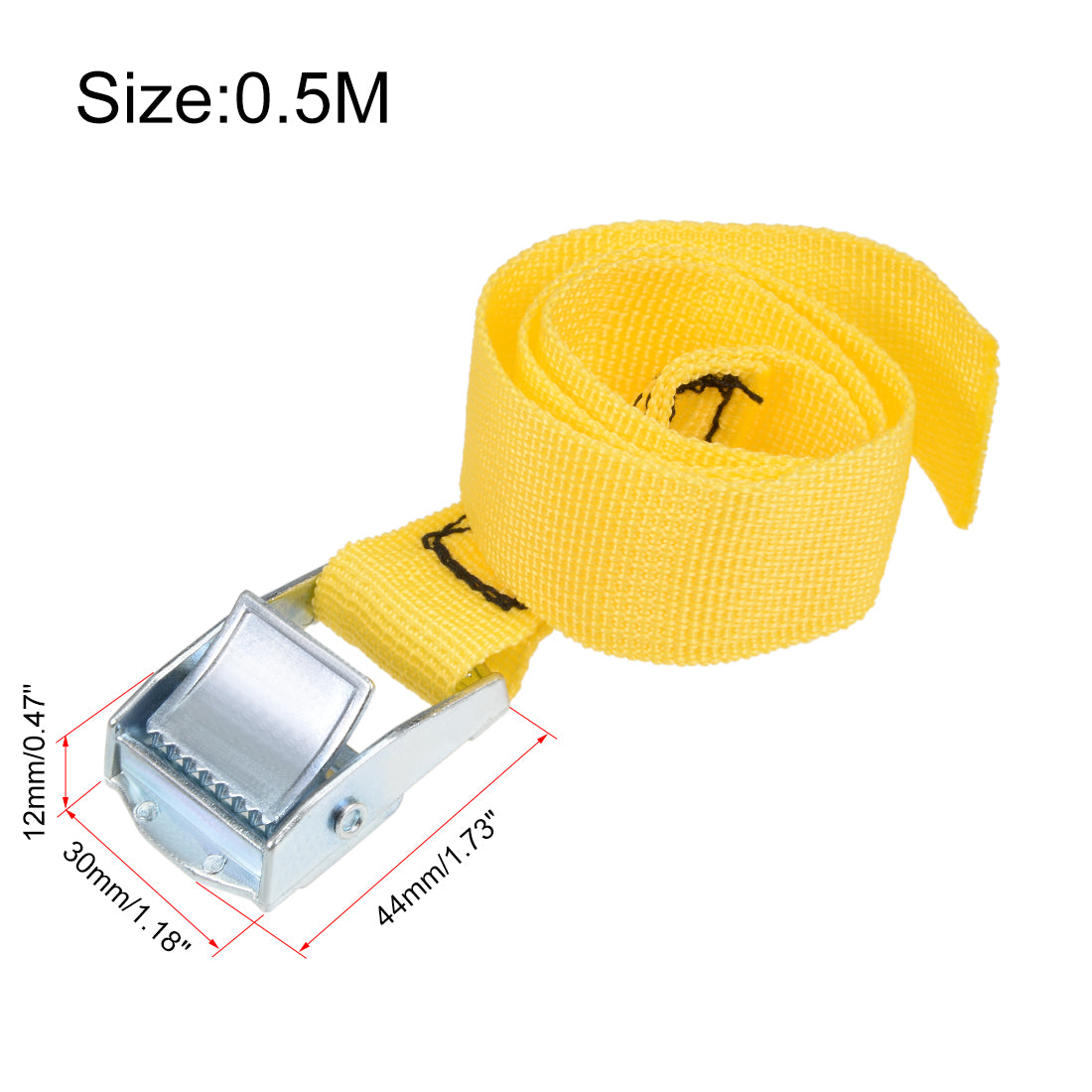 uxcell Uxcell 0.5M x 25mm Lashing Strap Cargo Tie Down Straps w Cam Lock Buckle 250Kg Work Load, Yellow, 4Pcs