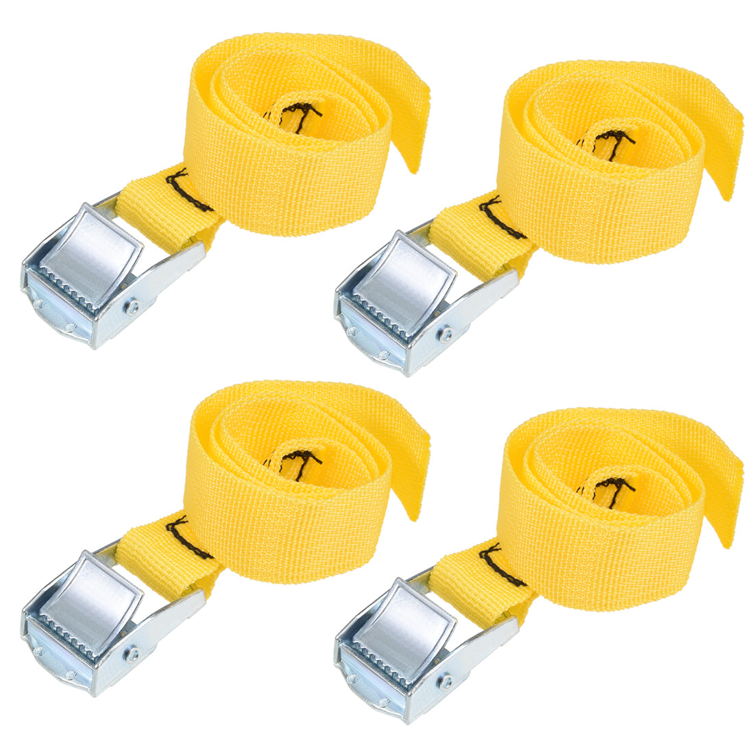uxcell Uxcell 0.5M x 25mm Lashing Strap Cargo Tie Down Straps w Cam Lock Buckle 250Kg Work Load, Yellow, 4Pcs