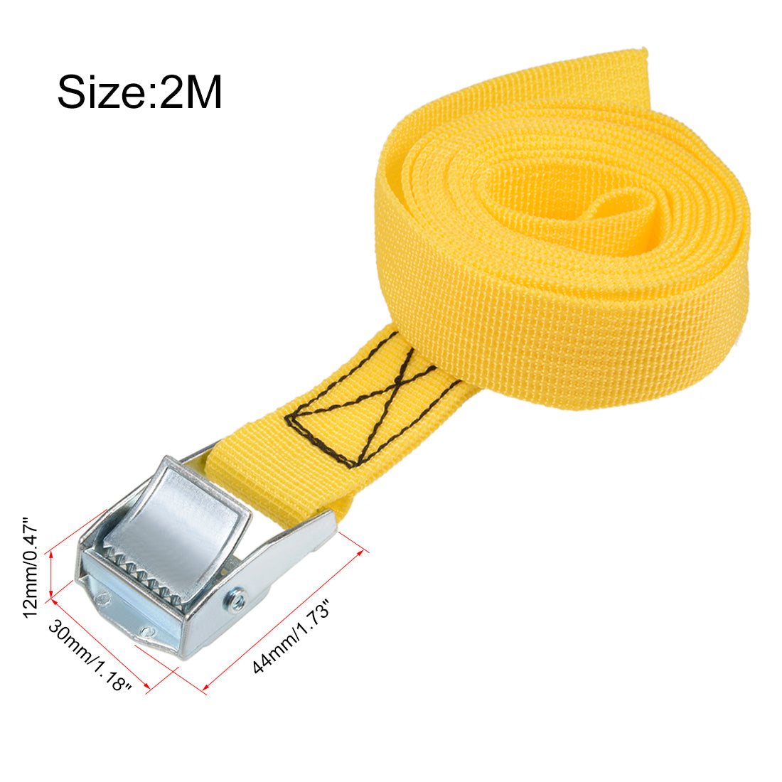 uxcell Uxcell 2M x 25mm Lashing Strap Cargo Tie Down Straps w Cam Lock Buckle 250Kg Work Load, Yellow, 2Pcs